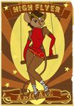  brown_eyes brown_fur circus eightysix female fur gloves mammal mouse original_character poster rodent skirt smile trapeze whiskers 