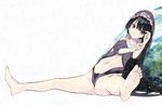  barefoot black_hair goiro_(doukutsuwa) long_hair navel original 