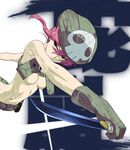  alternate_costume breasts cleavage gloves hat highres jakuzure_nonon kill_la_kill knife medium_breasts nudist_beach_uniform pink_eyes pink_hair short_hair sidelocks solo spoilers underboob wata_do_chinkuru 