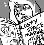  aroused blush book butt looking_down reaction_image reading sister_of_battle skull solo space_marine unknown_artist warhammer_(franchise) warhammer_40k 