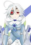  ahoge blazblue bodysuit esuto eyepatch highres md5_mismatch mecha_musume nu-13 red_eyes silver_hair 