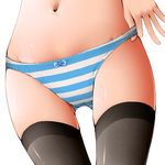  black_legwear bow bow_panties close-up dr_rex groin navel original panties simple_background solo striped striped_panties thighhighs underwear white_background 