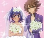  2boys blue_hair brown_hair cardfight!!_vanguard crossdressing dress edit edited kai_toshiki male male_focus multiple_boys photoshop sendou_aichi trap wedding_dress yaoi 