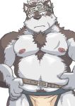  anthro belly belt biceps brown_fur canid canine canis chest_tuft clothing digital_media_(artwork) fur half-length_portrait headband horkeukamui loincloth looking_down male mammal mostly_nude multicolored_fur musclegut muscular muscular_male nipples pecs pinch portrait scar simple_background slightly_chubby solo tokyo_afterschool_summoners tuft two_tone_fur underwear v2wolf video_games white_fur wolf yellow_eyes 