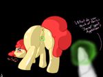  ? anus apple_bloom_(mlp) blush brown_eyes butt equine female friendship_is_magic hair hindquarters horn horse lesbian magic mammal my_little_pony pony presenting presenting_hindquarters pussy red_hair sweetie_belle_(mlp) text wet young 