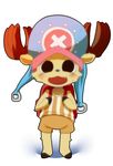  antlers backpack big_eyes chibi clothing cute dagasi hat hooves horn kemono open_mouth pixiv plain_background simple_background solo standing teeth tony_tony_chopper tooth white_background 