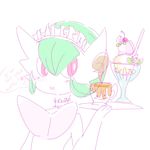  ambiguous_gender blush english_text gardevoir maid maid_uniform mega_evolution mega_gardevoir nintendo pok&#233;mon pok&eacute;mon red_eyes sundae text video_games 