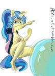  anthrofied blue_eyes breasts clothing equine female fist hair horse invalid_tag long_hair mammal multi-colored_hair nipples original_character original_character(mlp) penlink plain_background pointing pony pussy shirt sitting solo spread_legs spreading 