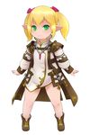  bare_legs blonde_hair boots bow coat final_fantasy final_fantasy_xiv green_eyes hair_bow jewelry lalafell pendant pointy_ears smile takatsuki_kahiro twintails 