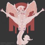  3_toes alien ambiguous_species anthro blush breasts demon digigratis digital_media_(artwork) eyelashes female looking_at_viewer membranous_wings monster_girl_(genre) navel nipples nude pale_skin plump_labia pussy simple_background smile solo spread_legs spreading toes tongue tongue_out vein white_skin wings 