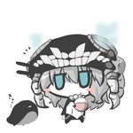  aqua_eyes blush_stickers bowl chibi chopsticks commentary_request glowing glowing_eyes goma_(gomasamune) grey_hair hat i-class_destroyer jitome kantai_collection kuchiku_i-kyuu rice rice_bowl shinkaisei-kan simple_background solo teeth translated white_background wo-class_aircraft_carrier 