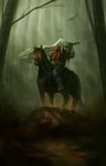 darksiders equine glowing glowing_eyes horse human kolokas male mammal riding ruin_(character) sword video_games war_(character) weapon 