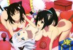  akatsuki_nagisa animal_ears bra cleavage himeragi_yukina kanase_kanon nekomimi pantsu strike_the_blood tail takimoto_shouko 