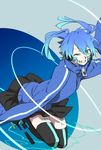  aqua_eyes blue_eyes blue_hair ene_(kagerou_project) gradient_hair grin headphones jacket kagerou_project long_hair maiori_00 multicolored_hair one_eye_closed skirt smile solo thighhighs track_jacket twintails zettai_ryouiki 