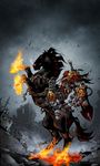  darksiders equine glowing glowing_eyes horse human male mammal riding ruin_(character) seane sword video_games war_(character) weapon 