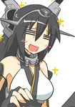  =_= bare_shoulders black_hair commentary_request drooling goma_(gomasamune) hairband i-class_destroyer kantai_collection long_hair nagato_(kantai_collection) open_mouth shinkaisei-kan smile solo upper_body 