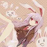  &gt;_&lt; animal_ears blazer bunny bunny_ears closed_eyes inaba jacket kudonaoto long_hair musical_note necktie purple_hair red_eyes red_neckwear reisen_udongein_inaba smile solo touhou 