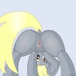  blonde_hair derpy_hooves_(mlp) equine female friendship_is_magic fur grey_fur hair hi_res horse mammal my_little_pony neckbeardotw pony pussy smile solo 