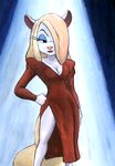  animaniacs breasts cleavage clothed clothing dress eyelashes female fur gown grim1978 hi_res lipstick looking_away mammal minerva_mink mink mouse mustelid rodent traditional_media watercolor white_fur 