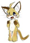  blue_eyes blush cute dagasi kemono open_mouth plain_background solo standing teeth whiskers white_background 