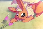  cute dagasi eeveelution feral flareon kemono nintendo open_mouth playing pok&#233;mon pok&eacute;mon solo teeth tooth toy video_games 