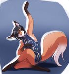  canine chinese_dress female fox gradient_background hair kung_fu mammal short_hair silver_eyes simple_background whitephox 