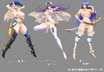  3girls breasts censored jewelry lanamie large_breasts lots_of_jewelry multiple_girls nipples noriheita purple_hair pussy simple_background yuuwaku-sen_onna_another yuuwaku_sen_onna_another 