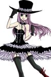  1girl alternate_costume bat_(symbol) boots breasts gloves gothic_lolita hat lipstick lolita_fashion long_hair makeup one_piece perona pink_hair pupupu tattoo thighhighs 