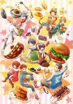  5boys akatsuki_(log_horizon) apple bad_id bad_pixiv_id blue_hair brown_eyes brown_hair cake candy cat chef_uniform closed_eyes coat cup curry curry_rice dango doughnut food fruit glasses gloves green_tea highres hood hoodie isuzu_(log_horizon) jacket ladle log_horizon long_hair lunderhaus_cord minori_(log_horizon) multiple_boys multiple_girls naotsugu_(log_horizon) neko_jita noodles nyanta_(log_horizon) onigiri pancake ponytail purple_eyes purple_hair ramen rice sandwich shiroe short_hair slice_of_cake stack_of_pancakes star strawberry strawberry_shortcake tea touya_(log_horizon) wagashi yunomi 