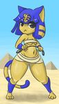  ankha black_eyes breasts cat desert feline female mammal nintendo pyramid solo thick_thighs unknown_artist video_games 