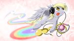  blonde_hair cutie_mark derp derpy_hooves_(mlp) equine female friendship_is_magic fur grey_fur hair headphones hi_res mammal my_little_pony pegasus rainbow wings zaiyaki 