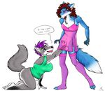  anthro balls big_breasts blush bottomless breasts brother brown_eyes canine canine_penis chero-kee- crossdressing dialog duo english_text eyes_closed female fondling fox half-erect handjob incest kneeling legwear makeup male mammal nightgown penis sex sibling sister stockings straight text wolf 