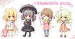  apron bad_id bad_pixiv_id beamed_eighth_notes bike_shorts chibi clothes_writing copyright_name dress eighth_note futaba_anzu gothic_lolita idolmaster idolmaster_cinderella_girls kanna0 kanzaki_ranko lolita_fashion mochida_arisa multiple_girls musical_note outline pants shirt striped striped_bike_shorts stuffed_animal stuffed_bunny stuffed_toy t-shirt you_work_you_lose yusa_kozue 