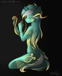  anthro anthrofied black_background closed cutie_mark daxhie equine female friendship_is_magic hair horn lyra_heartstrings_(mlp) lyre mammal musical_instrument my_little_pony patterns plain_background smile solo tumblr two_tone_hair unicorn 