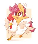  avian bird chicken equine female friendship_is_magic hair horse lifeloser mammal my_little_pony pegasus plain_background pony purple_eyes purple_hair ridding scootaloo_(mlp) white_background wings 