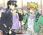  caesar_anthonio_zeppeli cigarette gakuran hat jojo_no_kimyou_na_bouken jonathan_joestar joseph_joestar_(young) kuujou_joutarou male_focus multiple_boys prison_cell school_uniform toujou_sakana 