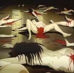  6+girls aftersex ass barefoot blood breasts corpse death guro indoors injuu_gakuen_la_blue_girl lying multiple_girls nude on_back on_floor on_stomach pussy screencap spread_legs 
