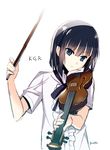  bad_id bad_pixiv_id black_hair blue_eyes blush bob_cut center_frills idolmaster idolmaster_side-m instrument kagura_rei looking_at_viewer male_focus saikawa_yusa solo violin 