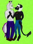  anthro canine female fox fur green_eyes hair hi_res horn i_love_you long_hair male mammal muscles red_eyes relldezz sayanelbadfox 