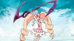  1girl animated animated_gif blood harime_nui kill_la_kill open_mouth smile solo stabbed 