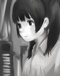  kareido_(kaleidoscope) looking_away monochrome monoko shirt smile solo twintails upper_body yume_nikki 