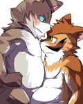  blush cat chubby duo facial_hair feline kemono male mammal mustache plain_background supaucat white_background 