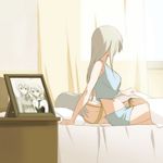  bad_id bad_pixiv_id bed curtains eila_ilmatar_juutilainen kisetsu long_hair lying midriff multiple_girls on_bed on_side panties picture_(object) picture_frame sanya_v_litvyak silver_hair sketch strike_witches underwear window world_witches_series yuri 