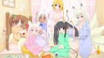  16:9 6+girls age_difference animal_ears barefoot bed bedroom black_hair blonde_hair blue_eyes bottomless breasts brown_hair character_request cow_ears cow_girl cow_horns cow_tail demon_girl eyes_closed feet female flat_chest fox_ears fox_tail gigantic_breasts gigi_(hurimaro) hair_ornament hair_ribbon highres horns horuta_suin hottasuin_(hurimaro) huge_breasts hurimaro_metayaki kneeling long_hair long_twintails multiple_girls multiple_tails nightgown no_bra open_mouth original pink_eyes ponytail purple_eyes red_eyes ribbon shirt short_hair short_ponytail sitting tail twintails white_hair yellow_eyes 