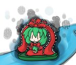  bow chibi front_ponytail green_hair kagiyama_hina ribbon sitting solo touhou translation_request yanagi_(nurikoboshi) |_| 