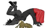  1girl dress german_suplex goatman long_hair suplex tsukikage_ao umineko_no_naku_koro_ni ushiromiya_rosa 