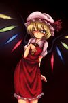  blonde_hair cosplay face flandre_scarlet flandre_scarlet_(cosplay) harusame_(unmei_no_ikasumi) hat lunasa_prismriver one_eye_closed solo touhou wings 