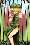 blonde_hair china_dress chinese_clothes cosplay dress face foreshortening hands harusame_(unmei_no_ikasumi) hat hong_meiling hong_meiling_(cosplay) lunasa_prismriver solo touhou 