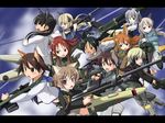  6+girls animal_ears anti-materiel_rifle boys_anti_tank_rifle bren_gun charlotte_e_yeager eila_ilmatar_juutilainen erica_hartmann everyone francesca_lucchini gertrud_barkhorn gun kuronyan letterboxed lynette_bishop machine_gun mg42 minna-dietlinde_wilcke miyafuji_yoshika multiple_girls multishot_rocket_launcher perrine_h_clostermann rifle rocket_launcher sakamoto_mio sanya_v_litvyak sniper_rifle strike_witches striker_unit weapon world_witches_series 