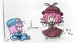  animal_ears chibi fork hat irony knife multiple_girls mystia_lorelei o_o role_reversal saigyouji_yuyuko saliva touhou wings yanagi_(nurikoboshi) you_gonna_get_raped |_| 